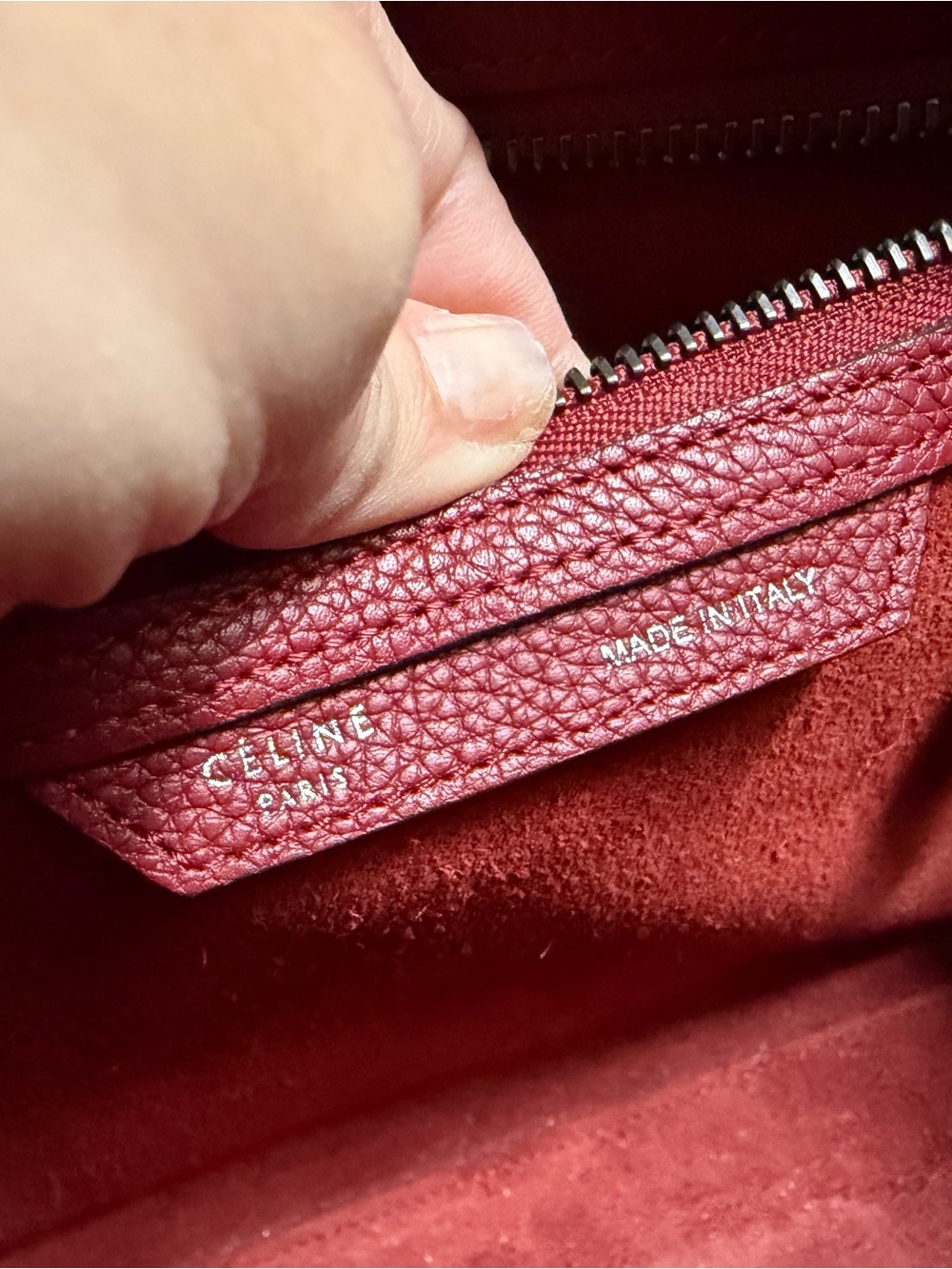 Authentic Celine Nano Luggage Tote in Burgundy Drummed Calfskin - Picture 6 of 9